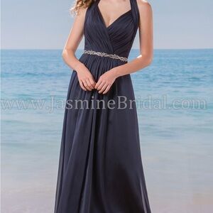 Elegant Belsoie Navy Halter Dress L184007